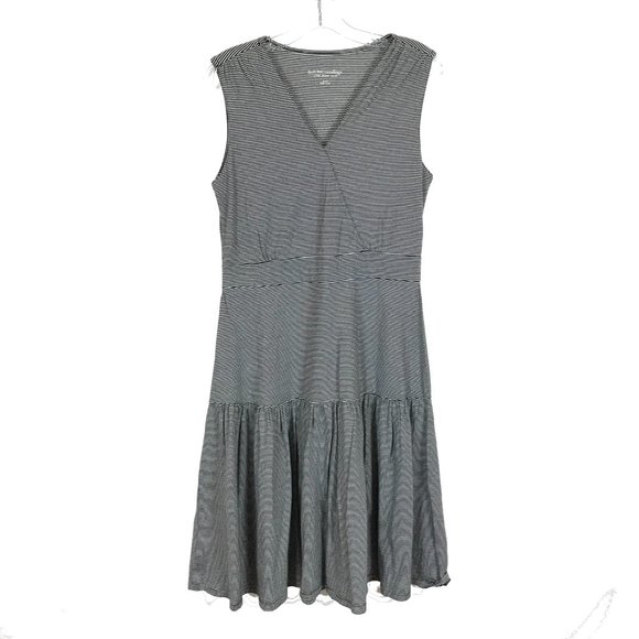 Womens Size Small Soft Surroundings Black White Claudia Faux Wrap Striped Dress - Picture 3 of 5